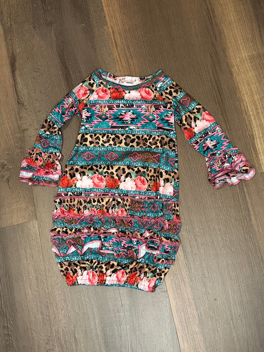 Baby Girl Leopard/Floral/Aztec Gown